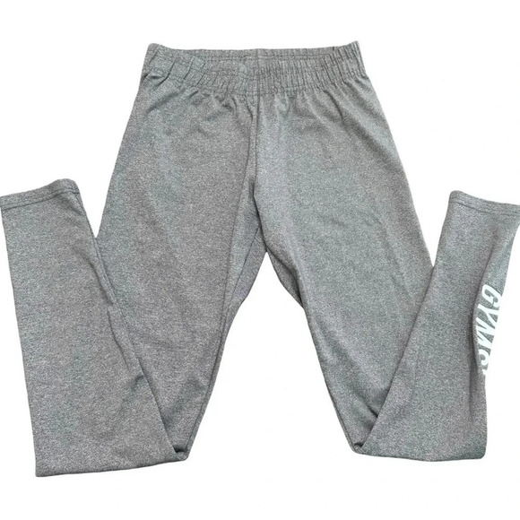 Gymshark Pants - Gymshark leggings with logo on side leg. Gray, size small. Wide elastic waist.